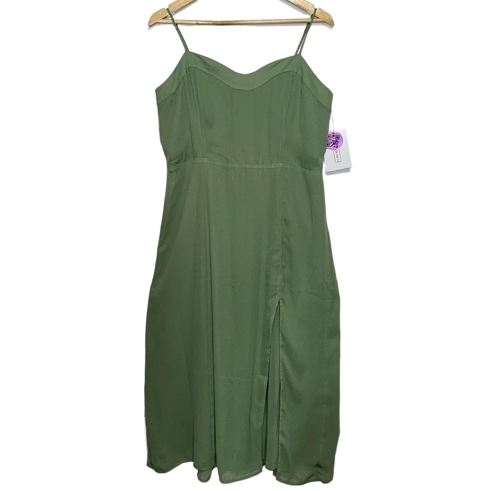 NWT Abercrombie & Fitch Green Sleeveless V-Neck Long Maxi Dress Womens Size L P